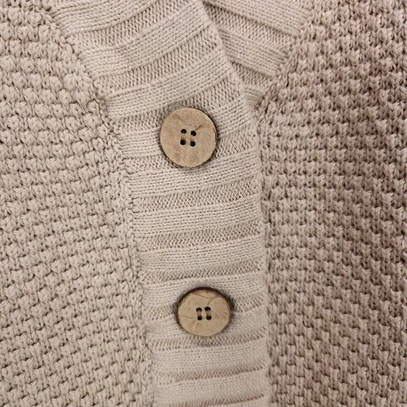 Free People Cardigan Sweater Hailee Cardi Chunky Knit Button Up Beige Size XS - Picture 10 of 14